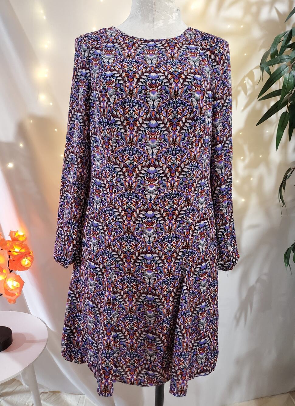 The Limited Boho Floral Multicolor Long Sleeve Fit & Flare Dress Womens Size 2